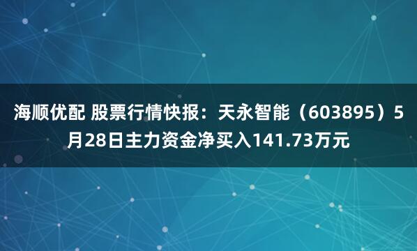 海顺优配 股票行情快报：天永智能（603895）5月28日主力资金净买入141.73万元
