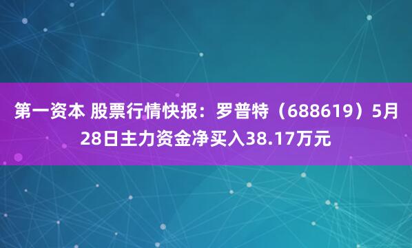 第一资本 股票行情快报：罗普特（688619）5月28日主力资金净买入38.17万元