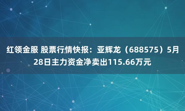 红领金服 股票行情快报：亚辉龙（688575）5月28日主力资金净卖出115.66万元