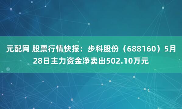 元配网 股票行情快报：步科股份（688160）5月28日主力资金净卖出502.10万元